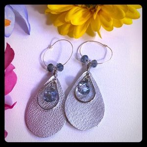 Silver & blue teardrop earrings